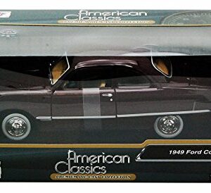 1949 Ford Coupe, Burgundy – Motormax Premium American 73213 – 1/24 Scale Diecast Model Car,unisex-children